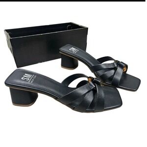 SM New York Jordan Black Heeled Mules Slides Women's Size 7M Minimalist